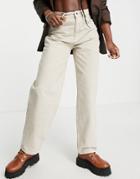 Asos Design Premium Cotton Blend Super Slouchy Mom Jeans In Stone - Khaki-green
