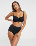 Pour Moi Fuller Bust Sol Beach Sweetheart Underwired Bikini Top In Black Rib