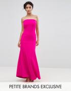 John Zack Petite Bandeau Fishtail Maxi Dress - Pink