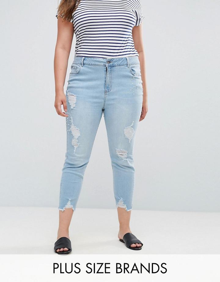 New Look Plus Gemstone Mom Jean - Blue