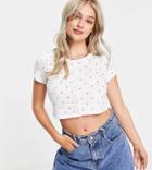Y.a.s. Petite Ditsy Floral Cropped T-shirt In White