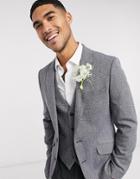 Asos Design Wedding Skinny Blazer In Charcoal Texture-grey