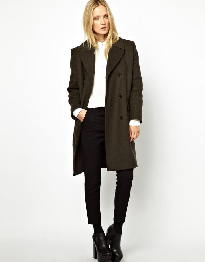 Wood Wood Covert Wool Coat In Army Green