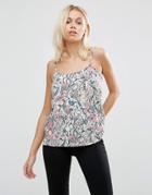 Vila Dawn Cami Top In Pink Floral - Pink