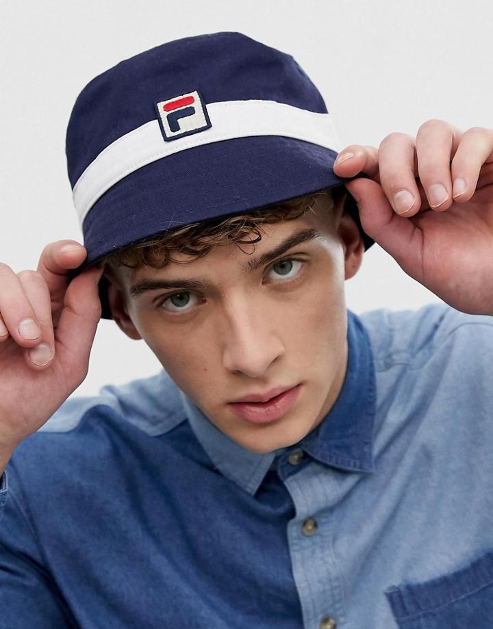 Fila Basil Bucket Hat With Logo In Navy - Black