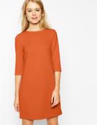 Asos Shift Dress In Jumbo Rib With 3/4 Sleeves - Terracotta $30.00