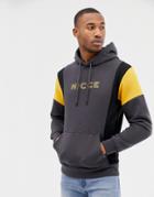 Nicce Hoodie In Gray With Contrast Panels