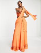 Maya Band Embellished Lehenga Maxi Skirt In Tangerine Orange