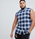 Siksilk Plus Sleeveless Muscle Shirt In Blue Check Exclusive To Asos - Blue