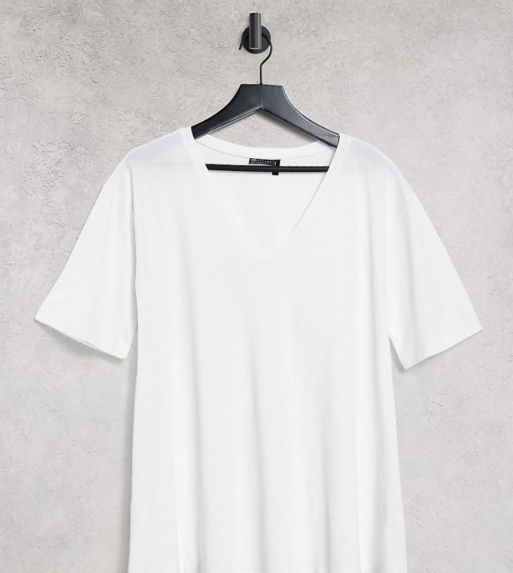 Asos Design Tall Swing T-shirt With V-neck In White