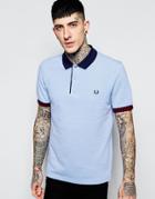 Fred Perry Polo Shirt With Contrast Collar Slim Fit - Light Smoke Oxford