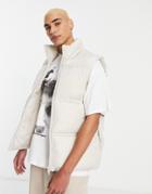 Asos Design Puffer Vest In Ecru-neutral