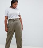 Asos Design Curve Peg Pants With Lace Paperbag Waist - Brown