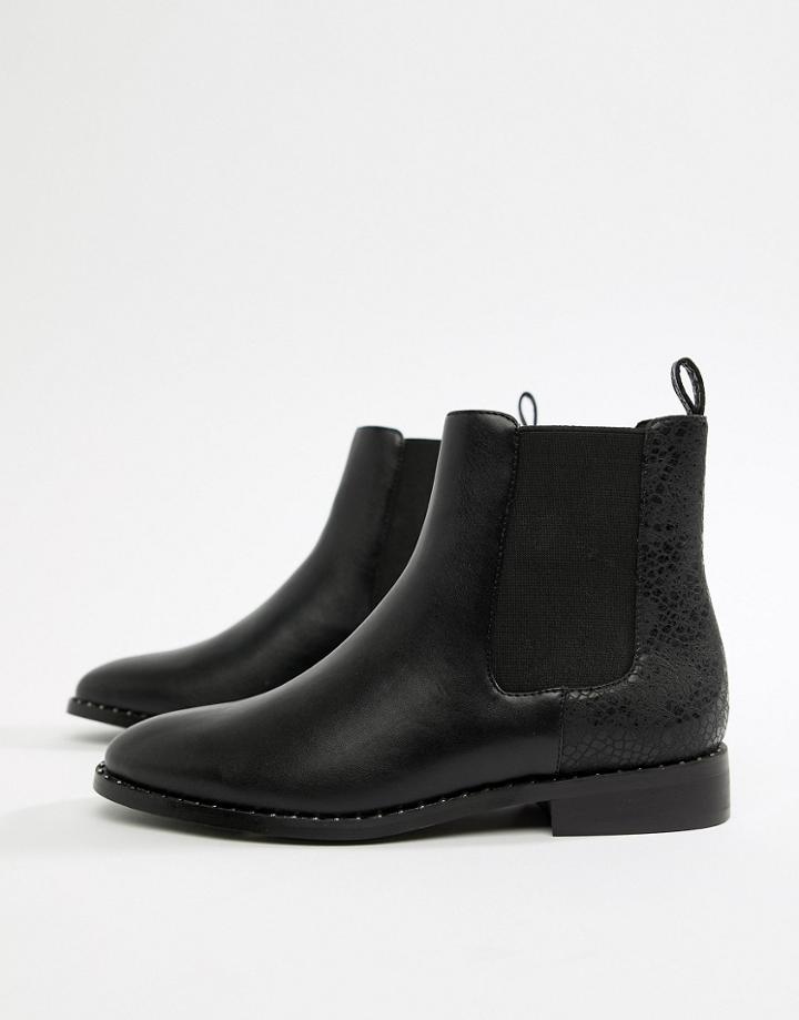 Head Over Heels By Dune Petunia Black Studded Casual Ankle Boots - Black