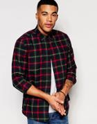 New Look Plaid Shirt In Navy Check In Regular Fit - Navy