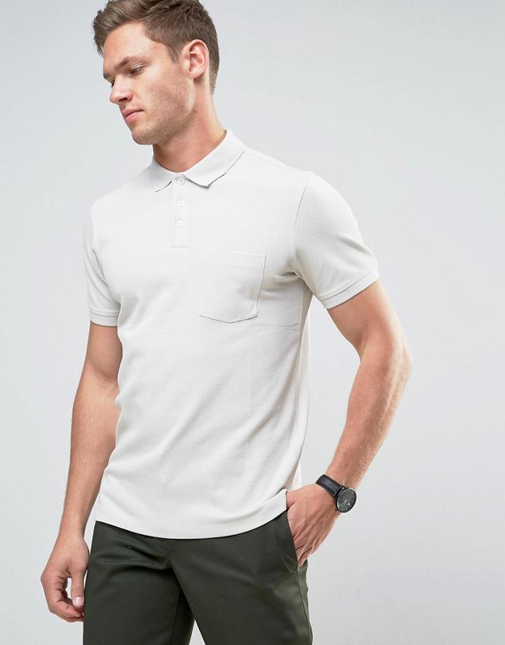 Selected Homme Textured Polo - Gray