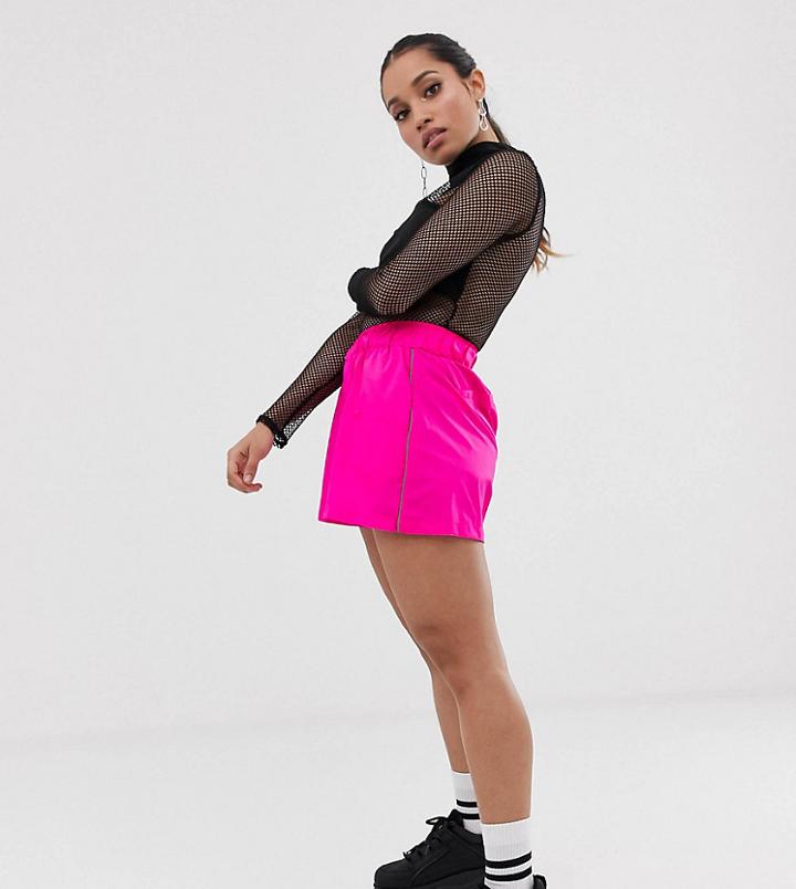 Collusion Petite Nylon Shorts With Reflective Binding - Pink