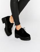 Asos Obaca Chunky Velvet Lace Up Shoes - Black