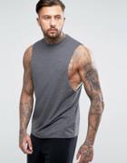 Asos Tank With Dropped Armhole In Charcoal Marl - Gray