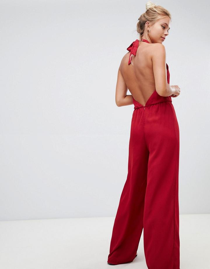 Glamorous Halterneck Jumpsuit-red
