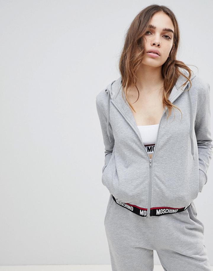 Moschino Logo Hoodie - Gray