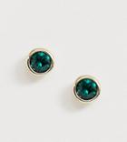 Ted Baker Gold Plated Emerald Swarovski Crystal Stud Earrings - Gold