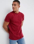 New Look T-shirt With Roll Sleeve In Dark Red - Red