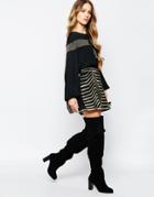 Raga Embellished Black And Gold Skirt - 12 Black