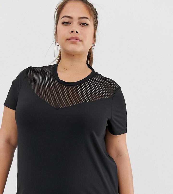 Asos 4505 Curve Mesh Detail Loose Fit Tee - Black