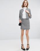 Asos Tweedy Mini Skirt With Scallop Detail Co-ord - Mono