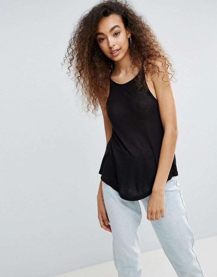 Brave Soul Zoe High Neck Tank - Black