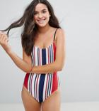 South Beach Stripe Lattice Back Swimsuit - Multi