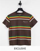 Reclaimed Vintage Inspired Unisex Shrunken T-shirt With Chest Logo In Retro Stripe-multi