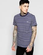 Fred Perry T-shirt With Breton Stripe - Carbon Blue