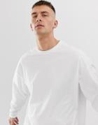 Asos Design Oversized Long Sleeve T-shirt With Crew Neck In White - White