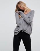 Asos Oversized T-shirt With Batwing Detail - Gray