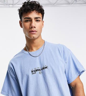 New Look Oversized Forever Printed T-shirt In Washed Blue-navy