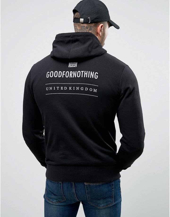 Good For Nothing Muscle Hoodie In Black With Reflective Back Print - Black