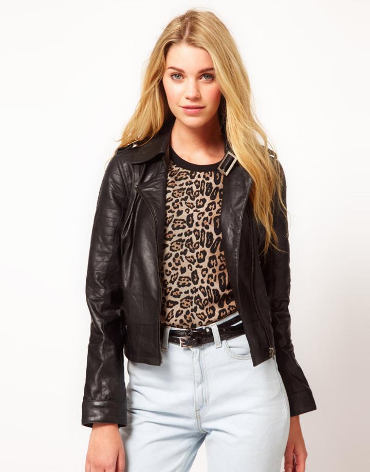 Barneys Originals Leather Biker Jacket