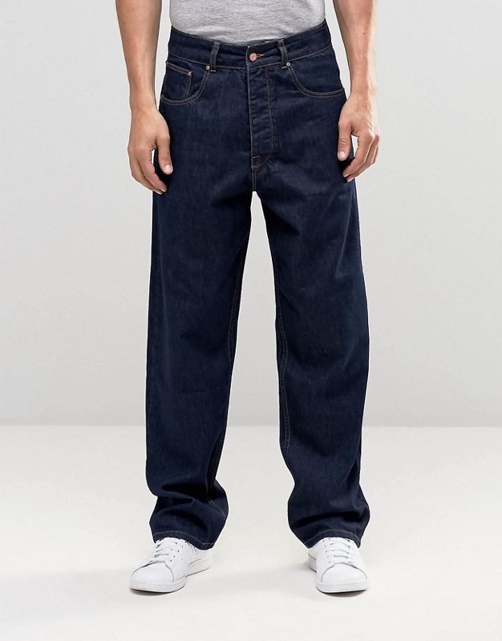 Asos Highwaisted Jeans In Raw Indigo - Blue