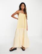 Topshop Plaid Stripe Beach Maxi Dress In Yellow