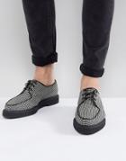 Asos Lace Up Creeper Shoes In Checkerboard Textile - Multi