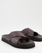 Walk London Tommy Cross Over Sandals In Black Leather