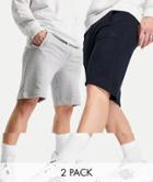 Pull & Bear 2-pack Shorts In Gray & Navy-multi