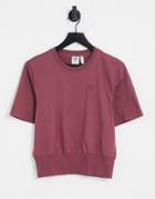 Adidas Originals Contempo Deep Waistband T-shirt In Crimson-pink