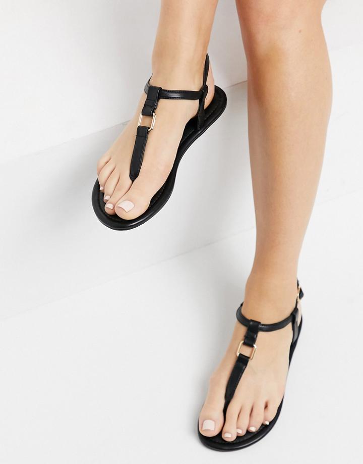 Asos Design Fulfil Hardware Flat Sandals In Black