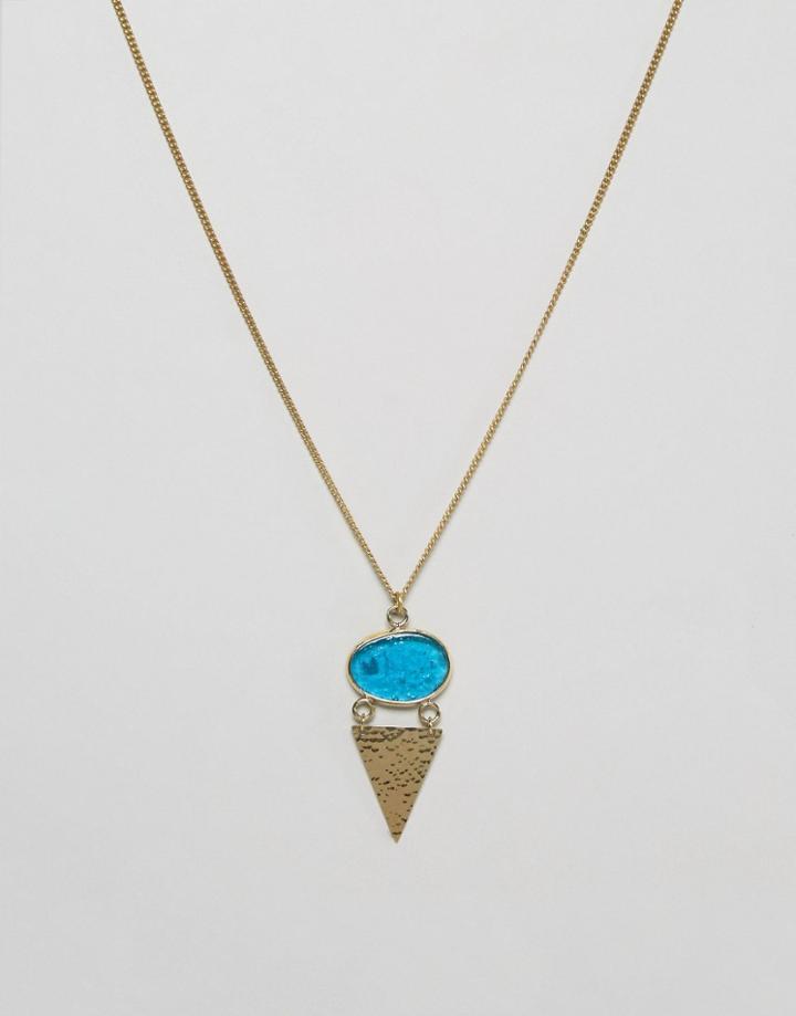 Made Glass Drop Pendant Necklace - Gold