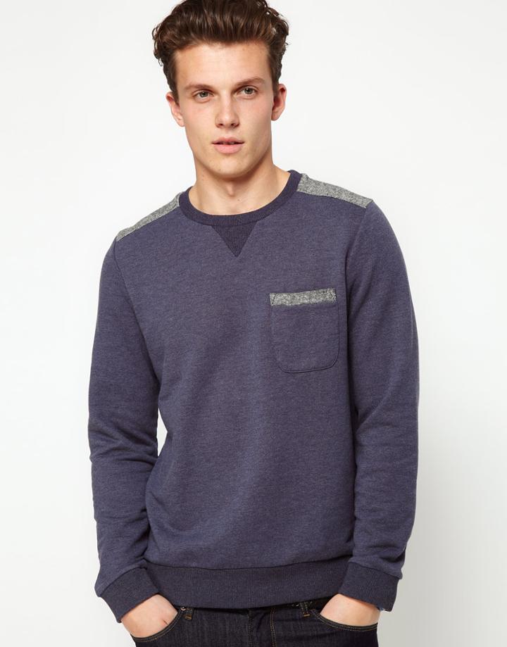 Asos Sweatshirt With Tweed Patches
