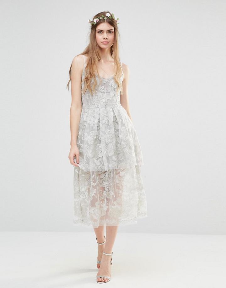 Body Frock Wedding Freesia Layered Dress - Silver