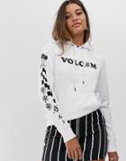 Volcom Stone Hoodie With Sleeve Motif In White - White